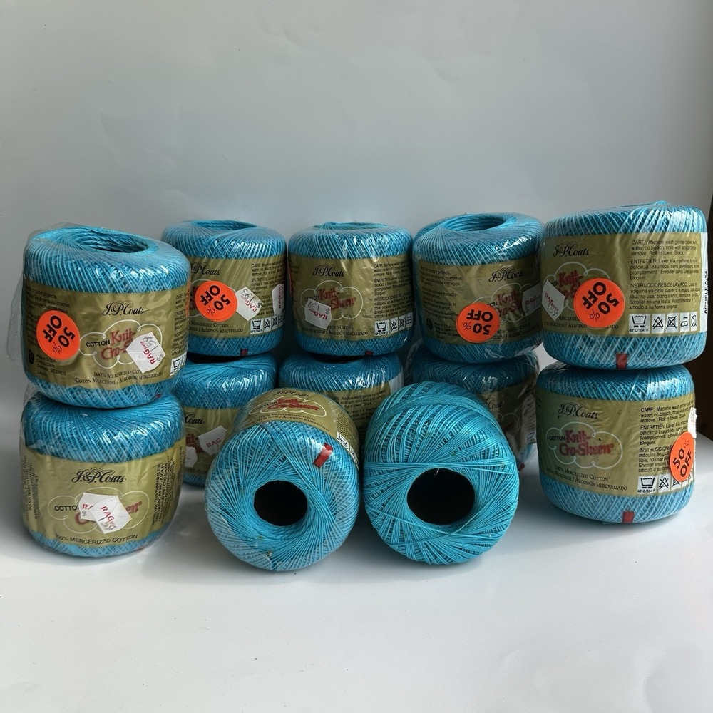 12 J&P COATS KNIT-CRO-SHEEN 132A Parakeet Color Mercerized Cotton 150 Yards